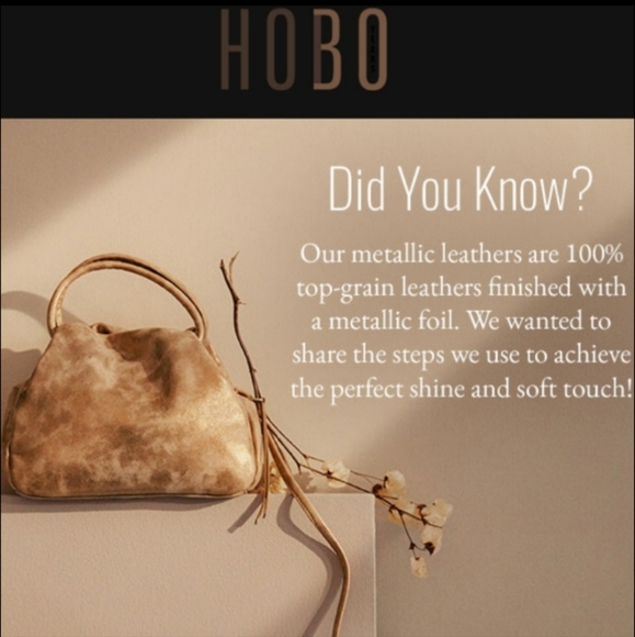 NWT HOBO LE Gold Metallic 'Poppy' Leather Crossbdy with Wanderlust Lining - Picture 5 of 7